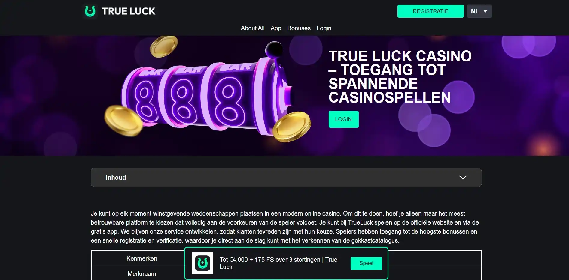 trueluck main page